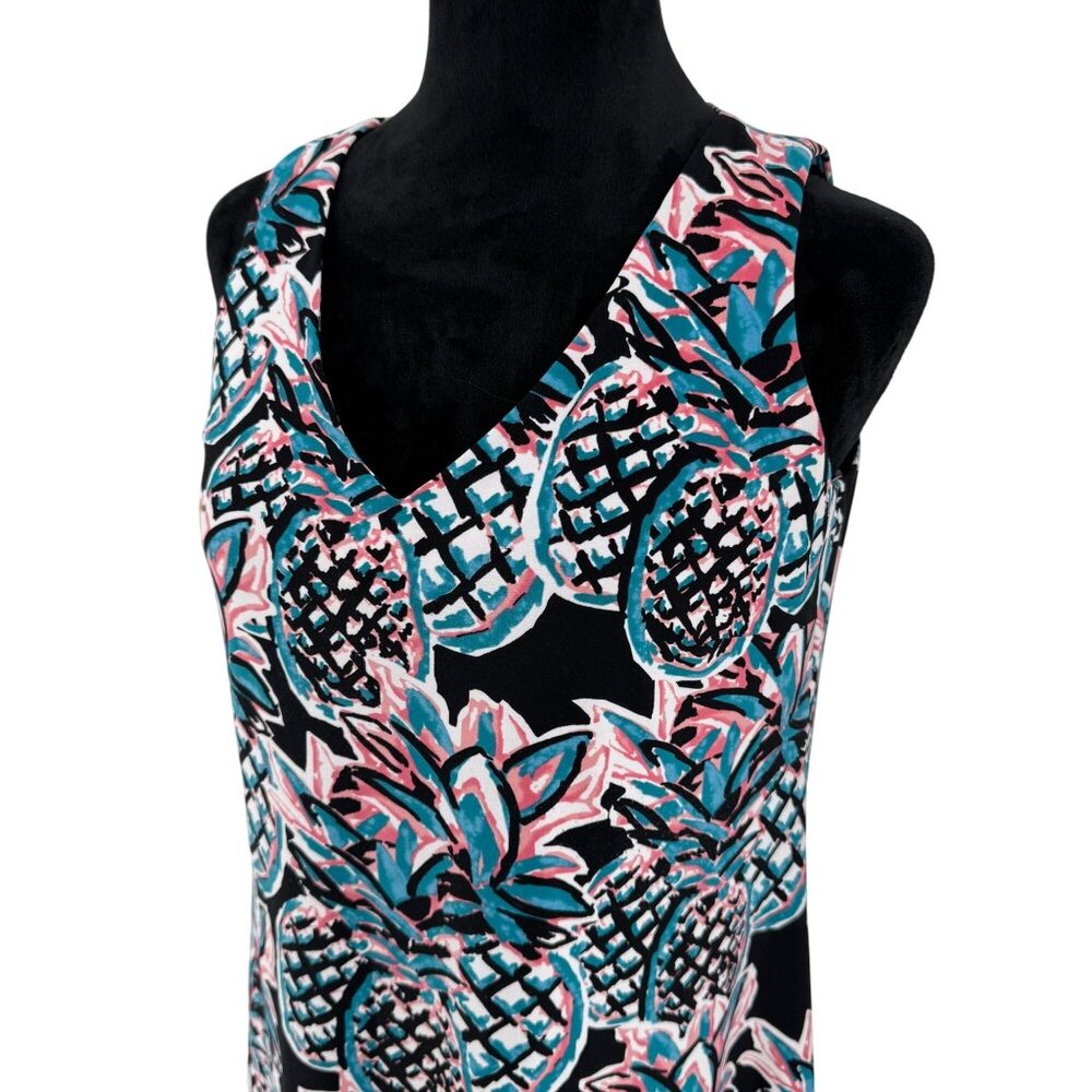 Pappagallo Tank Dress Womens Size S Pineapple Print Stretch Tropical Sleeveless